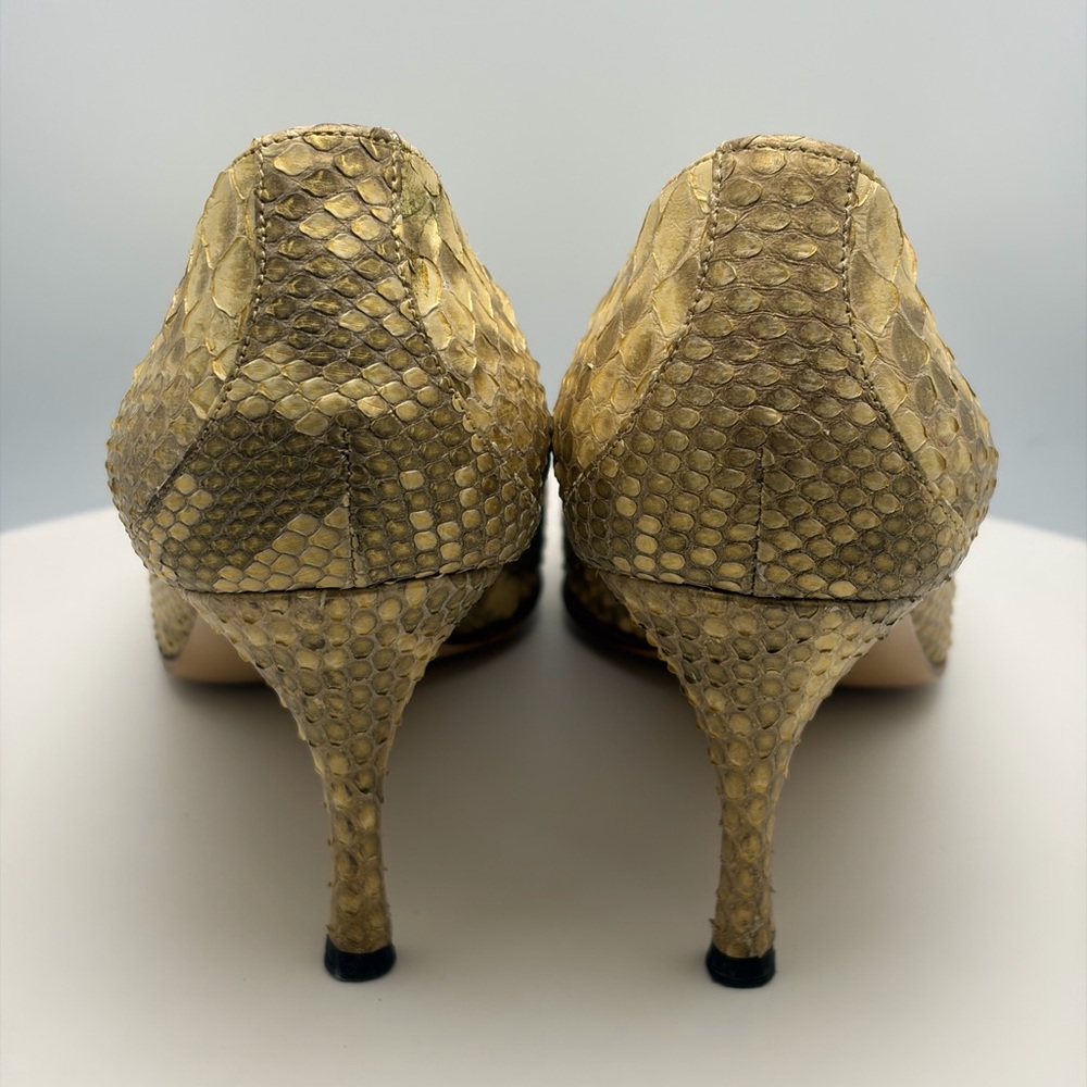 Vintage Gucci Metallic Gold Python Pumps - image 5